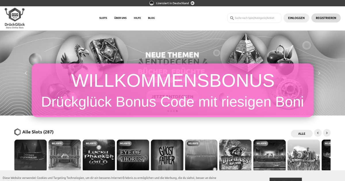 Drückglück Bonus Code Deutschland 2026 | Bis zu 500€ Bonus